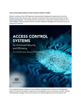 Access Control System Bahrain Smart Security for Modern Facilities