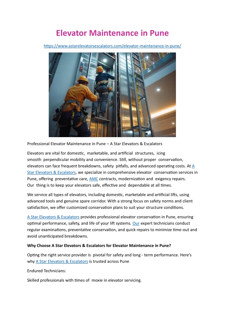 PPT - Elevator Maintenance in Pune PowerPoint Presentation, free ...