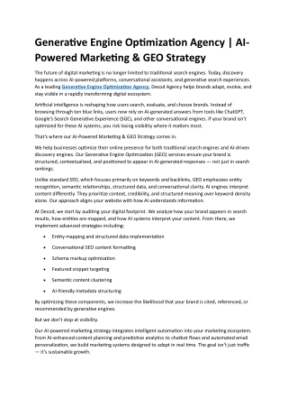 Generative Engine Optimization Agency