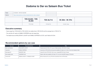 Dodoma to Dar es Salaam Bus Ticket Guide | BusBora