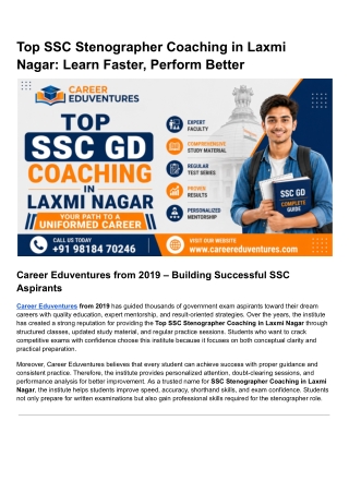 CE- Top SSC Stenographer Coaching in Laxmi Nagar- Learn Faster, Perform Better