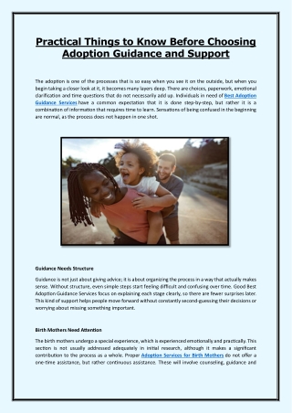 Practical Things to Know Before Choosing Adoption Guidance and Support