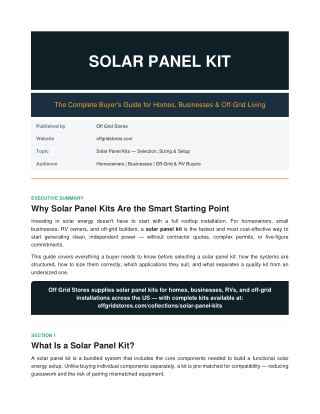 Solar Panel Kit Complete Buyers Guide
