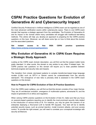CSPAI Practice Questions (Updated 2026)