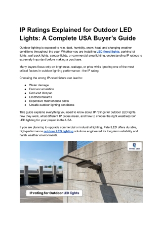 IP Ratings Explained for Outdoor LED Lights_ A Complete USA Buyer’s Guide