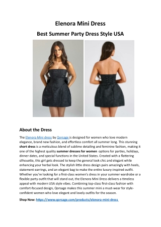 Elenora Mini Dress – Best Summer Party Dress Style USA