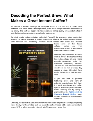 Decoding the Perfect Brew_ What Makes a Great Instant Coffee