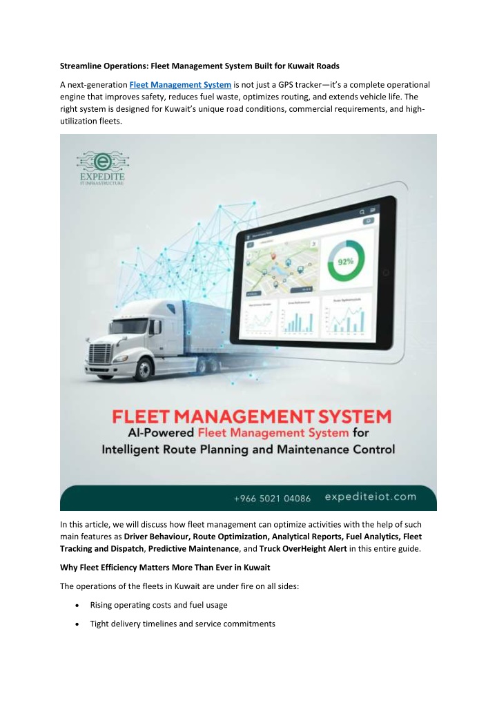 PPT - Streamline Operations - Fleet Management System Built for Kuwait ...