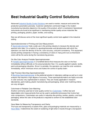 Best Industrial Quality Control Solutions