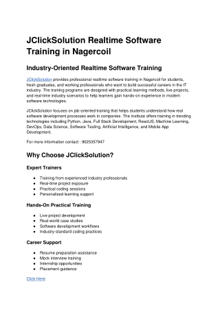 Realtime Software Training in Nagercoil