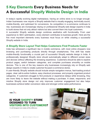 5 Key Elements Every Business Needs for A Successful Shopify Website Design in India