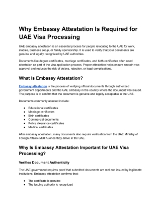 Why Embassy Attestation Is Required for UAE Visa Processing