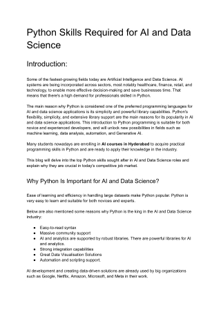 Python Skills Required for AI and Data Science