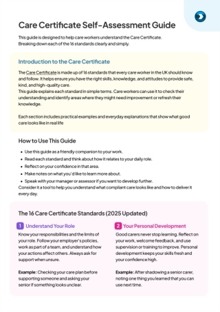Care Certificate Self Assessment Guide | Access Skills