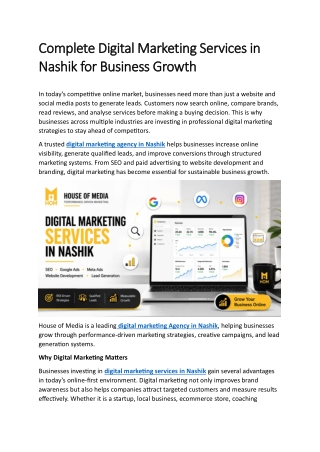 Complete Digital Marketing Services in Nashik for Business Growth