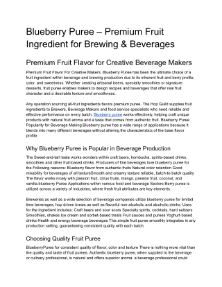 Blueberry Puree – Premium Fruit Ingredient for Brewing & Beverages