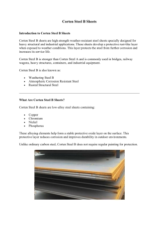 Corten Steel B Sheets