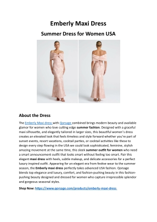 Emberly Maxi Dress – Chic Summer Dress for Women USA