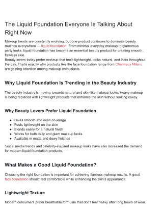 The Liquid Foundation Everyone Is Talking About Right Now (Charmacy)