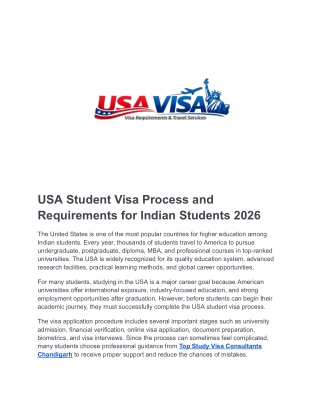 USA Student Visa Process and Requirements for Indian Students 2026