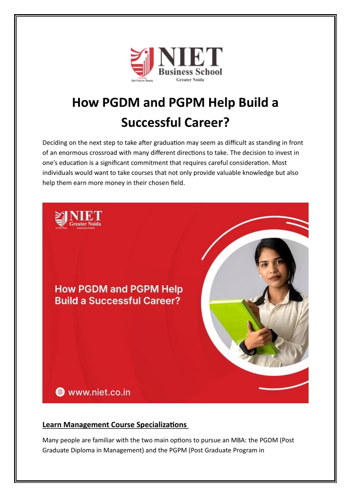 PPT - How PGDM and PGPM Help Build a Successful Career PowerPoint ...