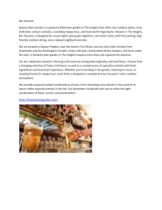 Experience the Best Bar Houston Has to Offer