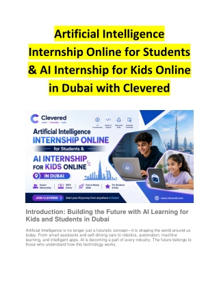 Artificial Intelligence Internship Online for Students & AI Internship for Kids Online in Dubai with Clevered