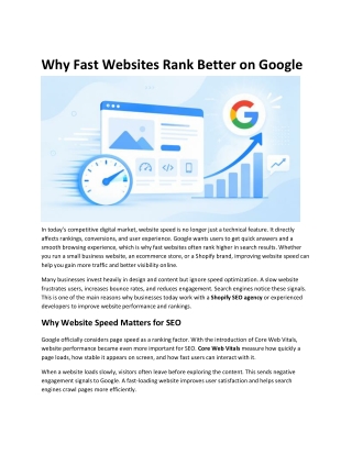 Why Fast Websites Rank Better on Google
