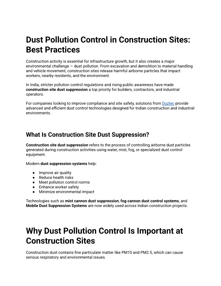 PPT - Dust Pollution Control in Construction Sites_ Best Practices D1 ...