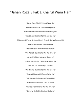 PPT - Jahan Roza e Pak Khair ul Wara Hai | Love of Prophet ﷺ | Azhar ...