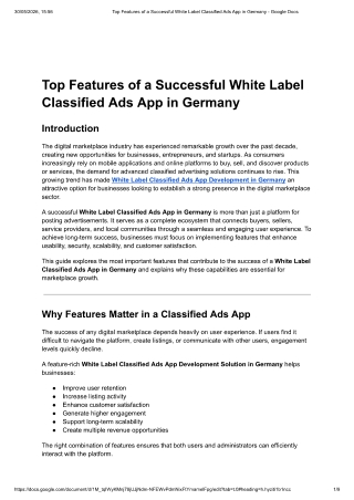 Top Features of a Successful White Label Classified Ads App in Germany