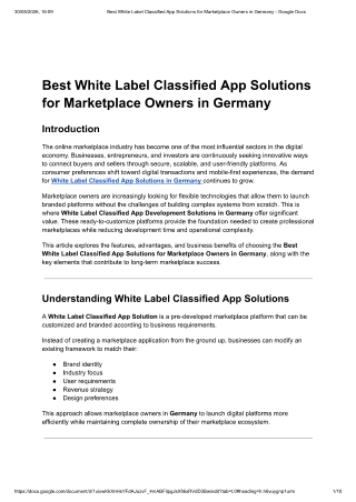 Best White Label Classified App Solutions for Marketplace Owners in Germany