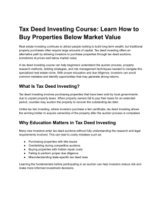 PPT - Tax Deed Investing Course: Learn Tax Deed Auction Strategies ...