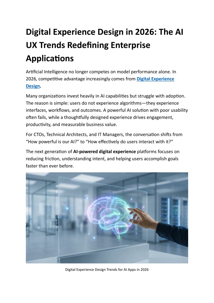 PPT - Digital Experience Design Trends for AI Apps in 2026 PowerPoint ...