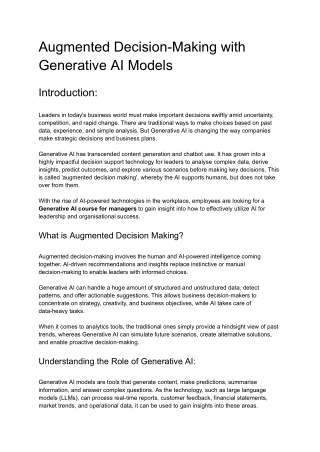 Augmented Decision-Making with Generative AI Models