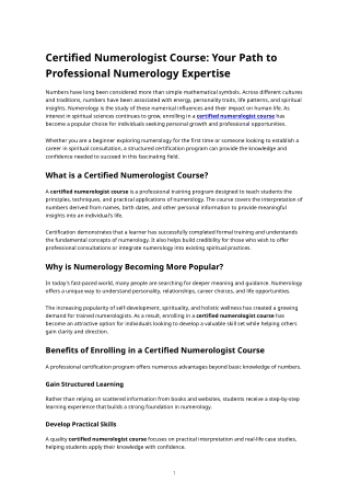 Certified Numerologist Course