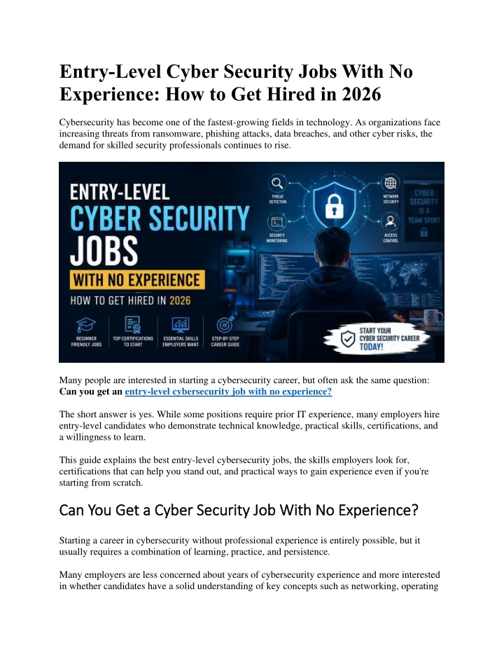 PPT - Entry-Level Cyber Security Jobs With No Experience PowerPoint ...