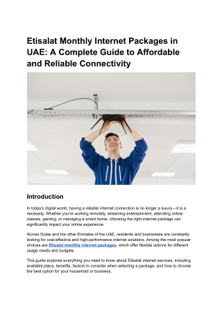 Affordable Etisalat Monthly Internet Packages Dubai & UAE