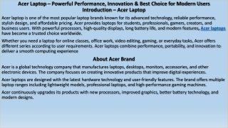 Acer Laptop: Best Performance, Latest Features & Buying Guide