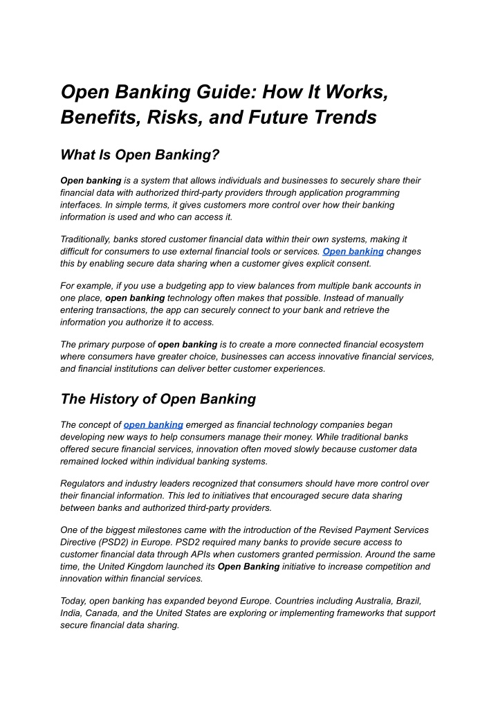 PPT - Open Banking Guide How It Works, Benefits, Risks, and Future ...