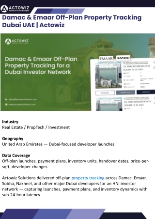 Damac & Emaar Off-Plan Property Tracking Dubai UAE | Actowiz