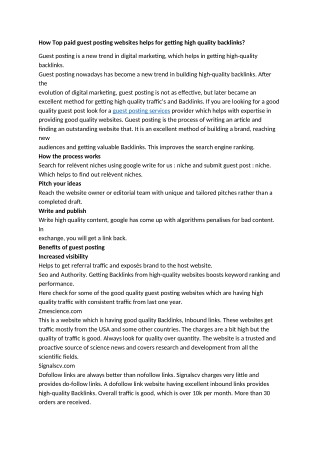 HowToppaidguest posting websites helps for getting high quality backlinks