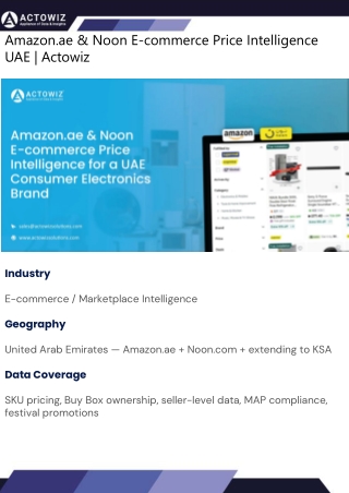 Amazon.ae & Noon E-commerce Price Intelligence UAE | Actowiz