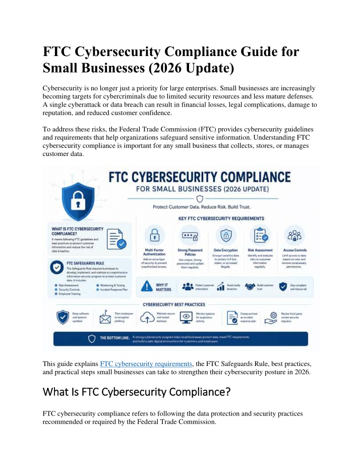 PPT - FTC Cybersecurity Compliance Guide for Small Businesses (2026 ...