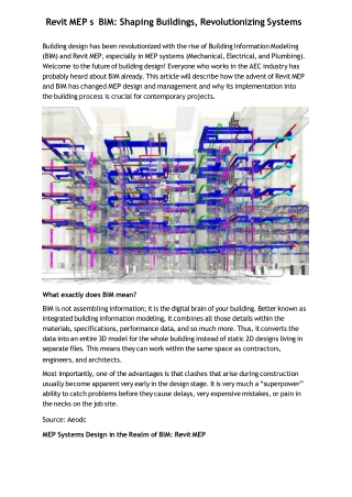 Revit MEP & BIM Shaping Buildings, Revolutionizing Systems