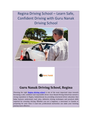 Regina Driving School – Learn Safe, Confident Driving with Guru Nanak Driving School