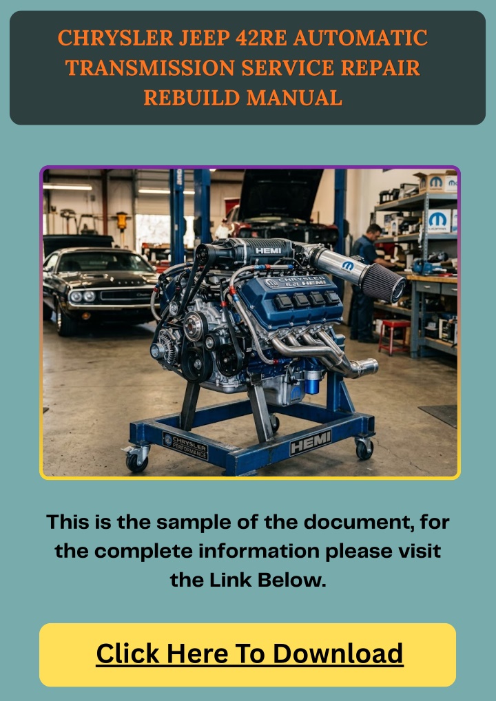 PPT - CHRYSLER JEEP 42RE AUTOMATIC TRANSMISSION SERVICE REPAIR REBUILD ...