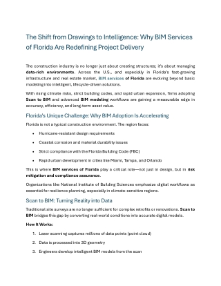 The Shift from Drawings to Intelligence: Why BIM Services of Florida Are Redefin