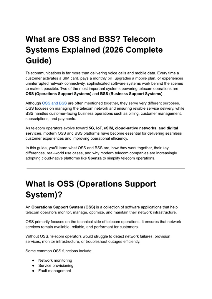PPT - What are OSS and BSS? Telecom Systems Explained (2026 Complete ...