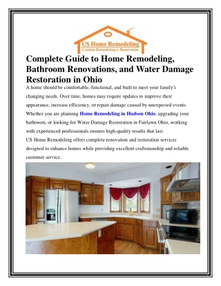 Complete Guide to Home Remodeling, Bathroom Renovations, and Water Damage Restoration in Ohio